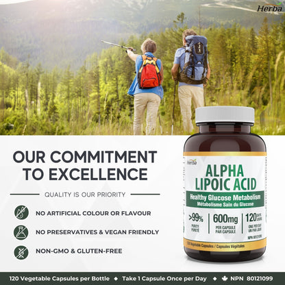 Alpha Lipoic Acid 600mg - 120 Capsules | Made in Canada