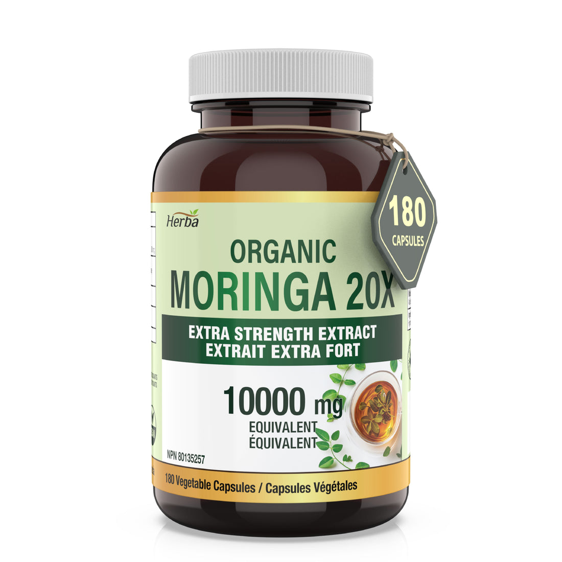 Organic Moringa Extract Capsules 10,000mg - 180 Capsules | Made in Canada