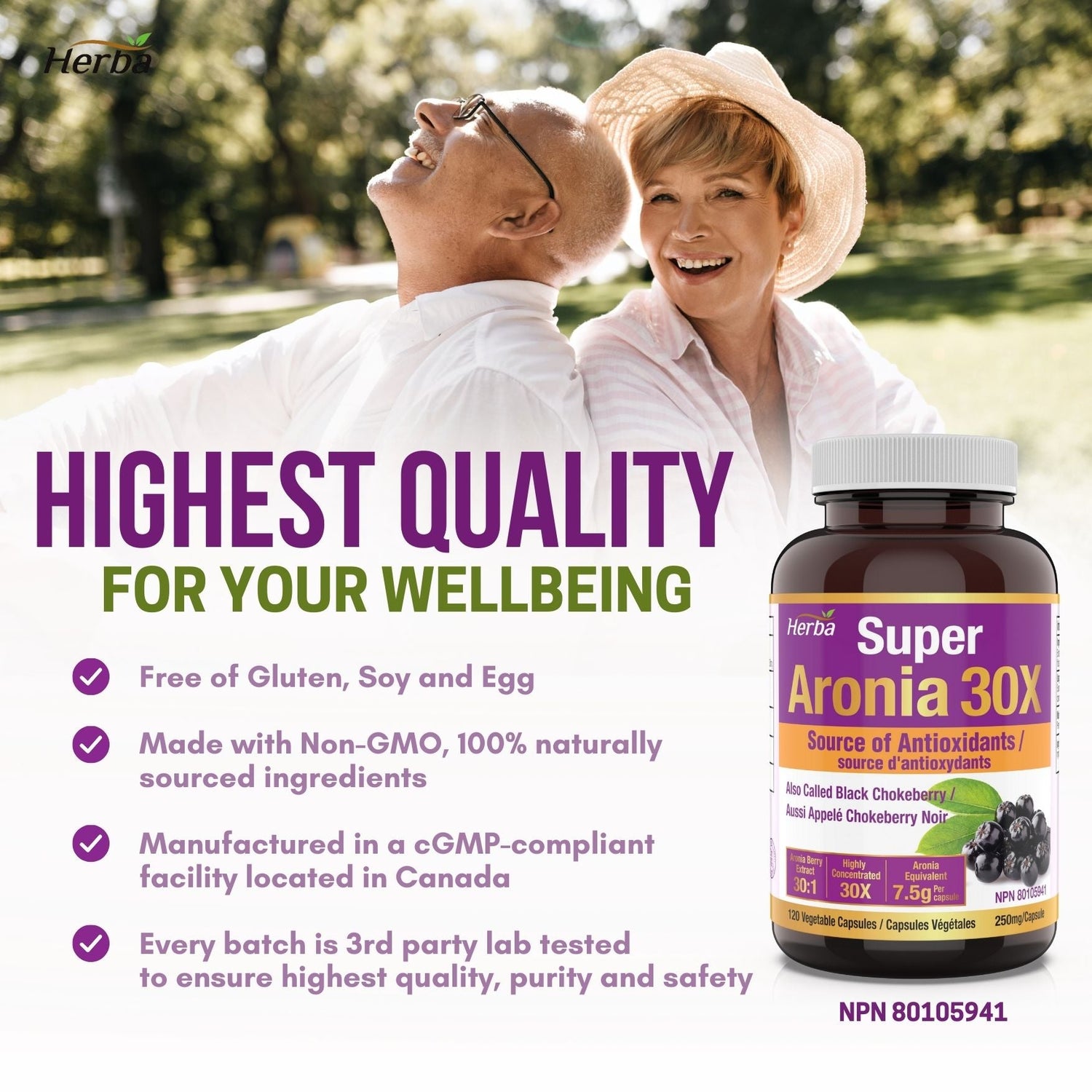 Aronia Berry Extract 250mg – 120 Capsules | 7500mg Fruit Equivalent | 30:1 Aronia Extract Supplement - Herba