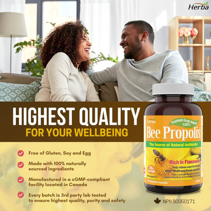 Bee Propolis Capsules 500mg - 120 Capsules - Herba