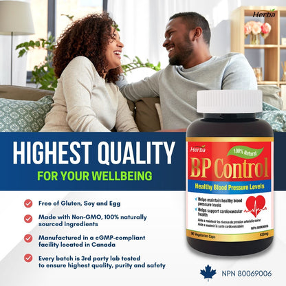 BP Control - 90 Capsules | Blood Pressure Support Supplement - Herba