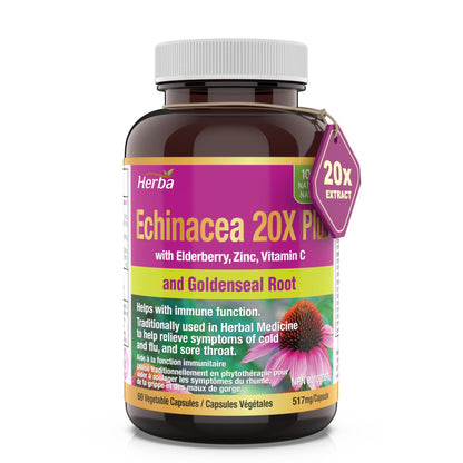 Echinacea Capsules – 60 Vegetable Capsules | 4500mg of Echinacea Per Day - Herba