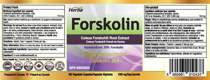 Forskolin Supplements - 125mg, 60 Vegetable Capsules - Forskolin Extract for Weight Loss - Herba