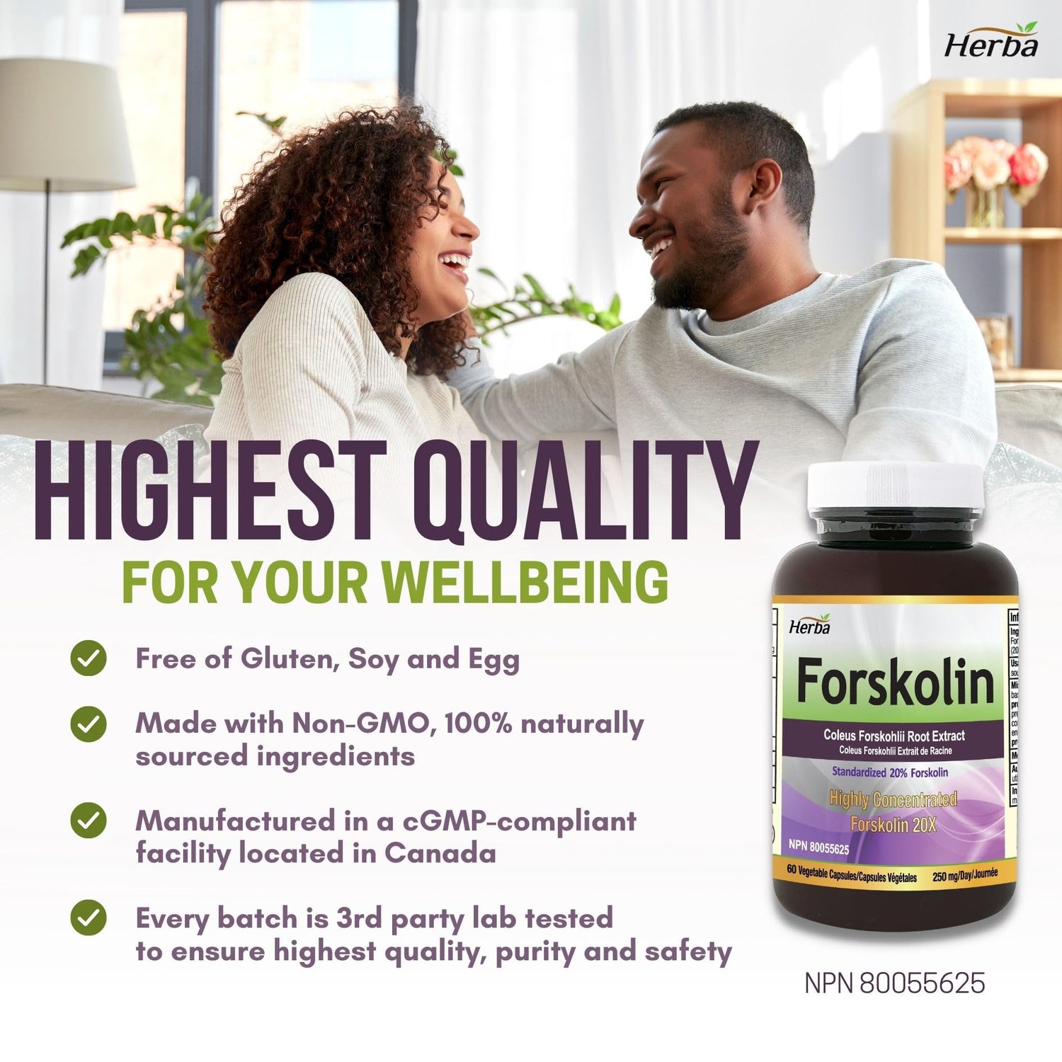 Forskolin Supplements - 125mg, 60 Vegetable Capsules - Forskolin Extract for Weight Loss - Herba