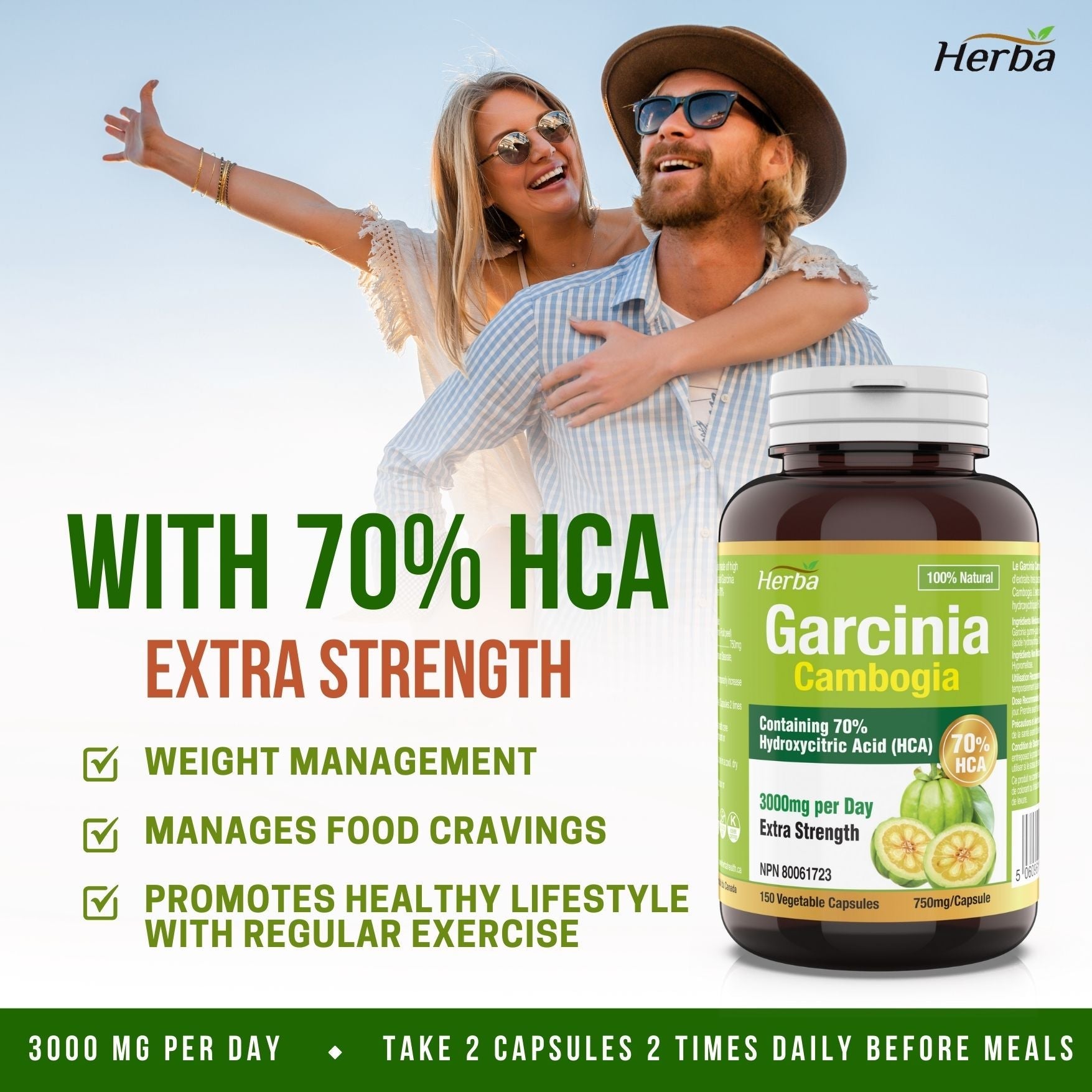 Garcinia Cambogia Extract – 70% HCA | 150 Vegetable Capsules - Herba