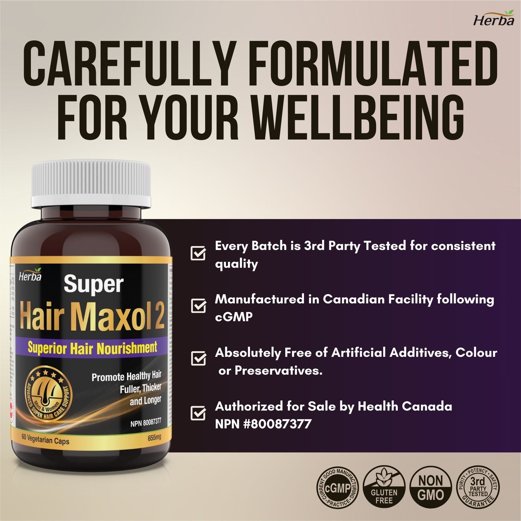 Hair Maxol 2 Hair Growth Vitamins with Biotin for Hair Growth for Men and Women - Herba