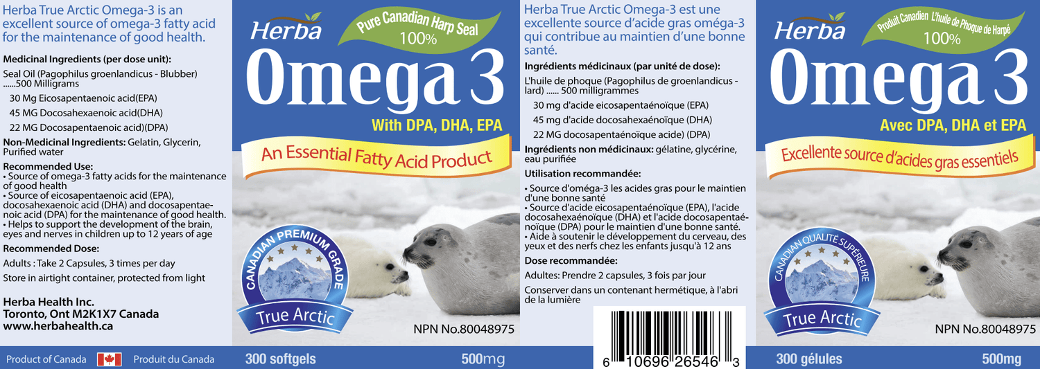 Herba Seal Oil Omega 3 Supplements – 300 Softgels | Made in Canada - Herba