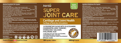 Joint Care Supplement with Glucosamine Chondroitin MSM Capsules – 180 Capsules - Herba