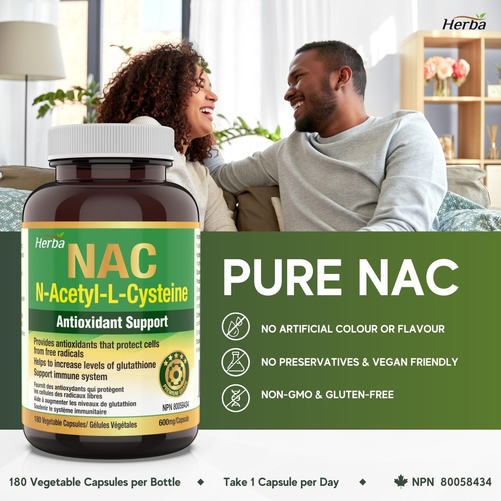 NAC Supplement 600 mg - 180 Capsules | N - Acetyl - L - Cysteine - Herba