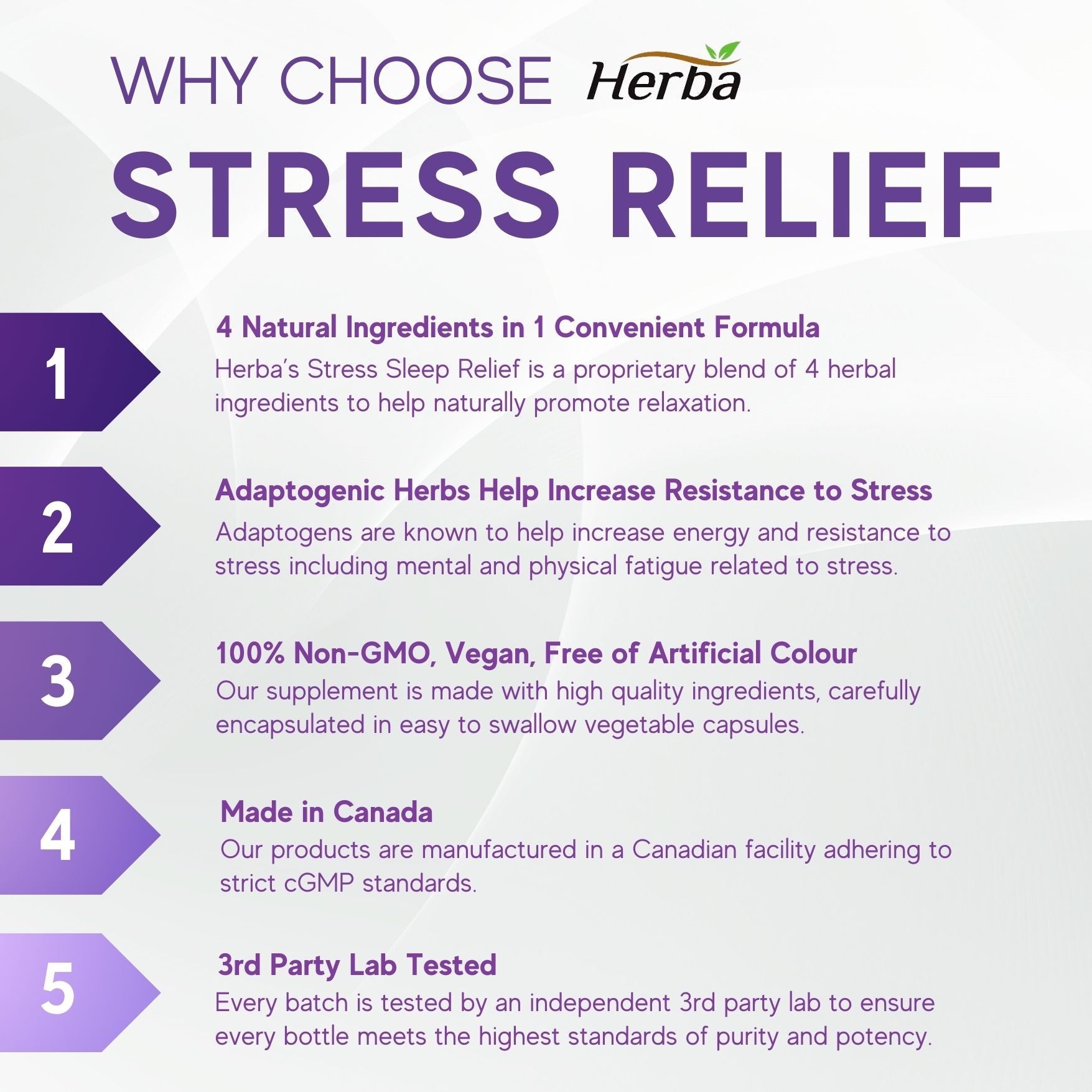 Natural Stress and Sleep Aids for Adult - Melatonin Free - 60 Capsules - Herba