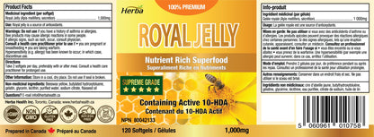 Royal Jelly Capsules 1000mg - 120 Softgels - Herba