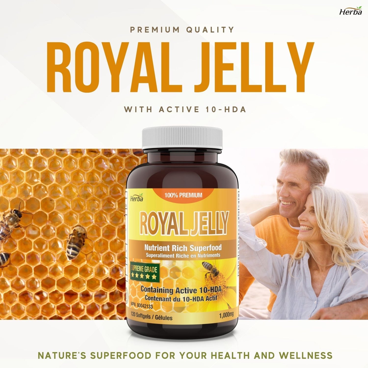 Royal Jelly Capsules 1000mg - 120 Softgels - Herba