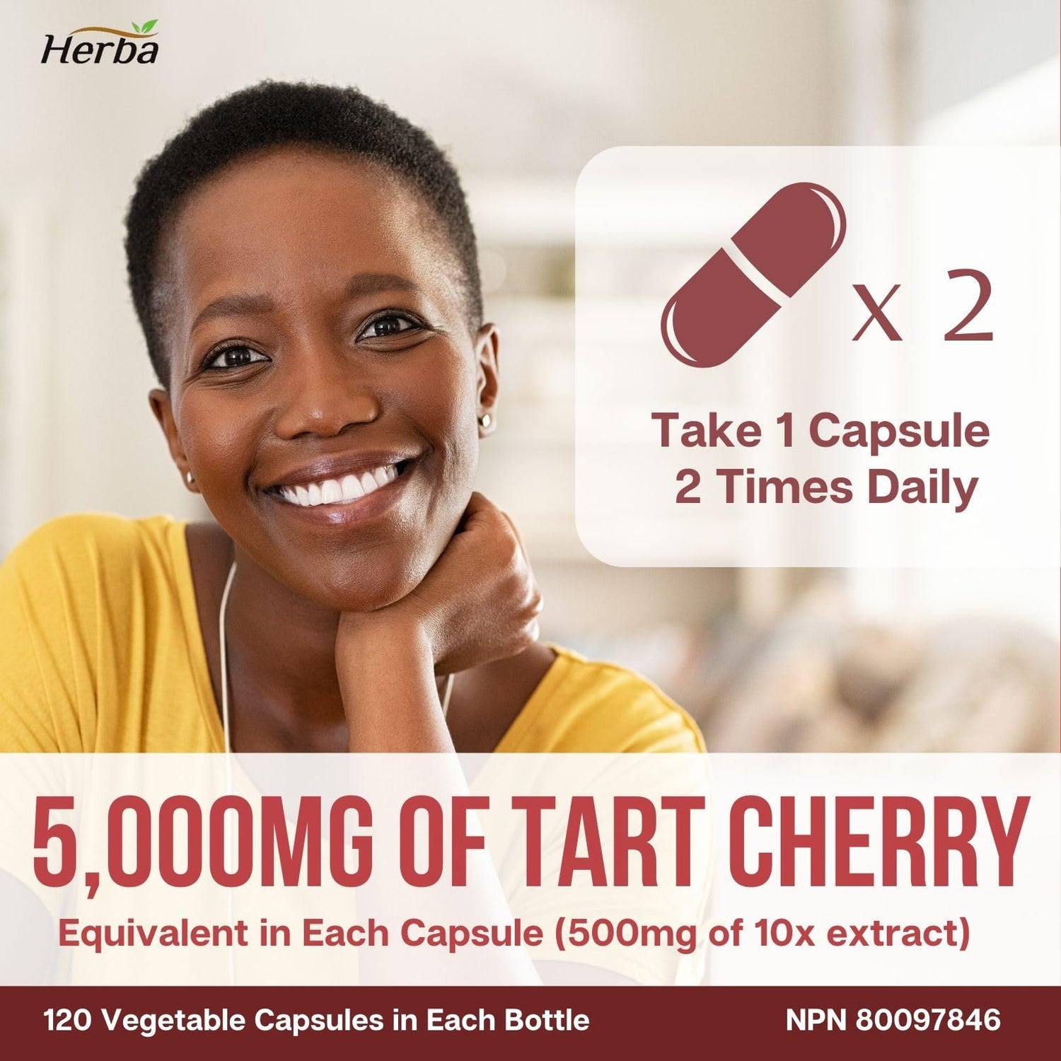 Tart Cherry Extract Capsules – 120 Capsules | 10,000mg Per Day - Herba