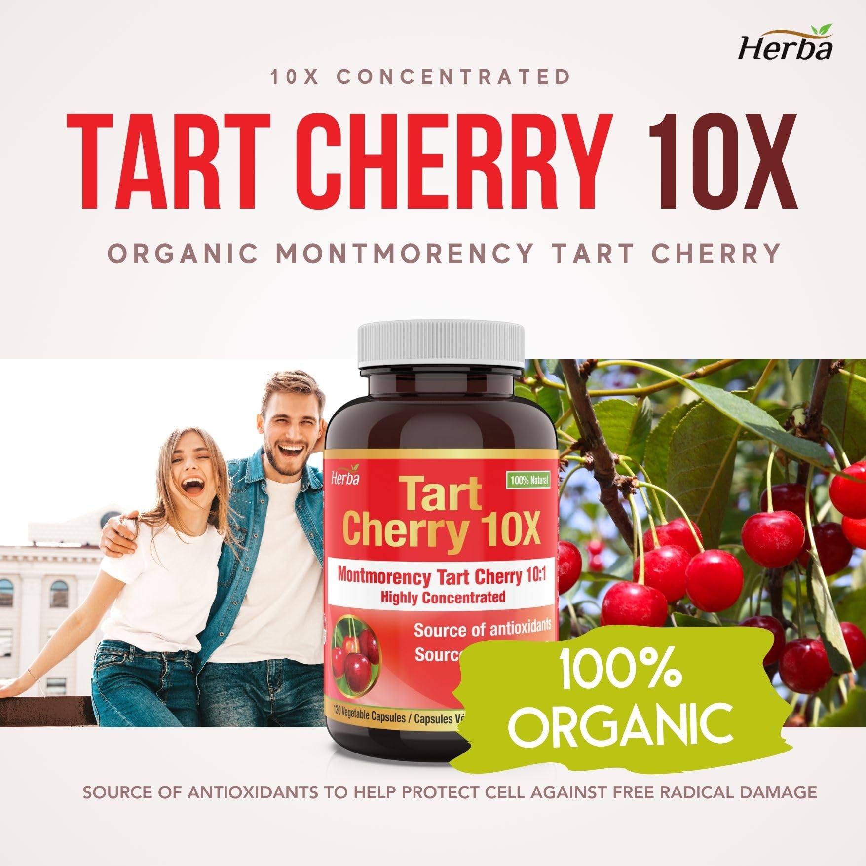 Tart Cherry Extract Capsules – 120 Capsules | 10,000mg Per Day - Herba