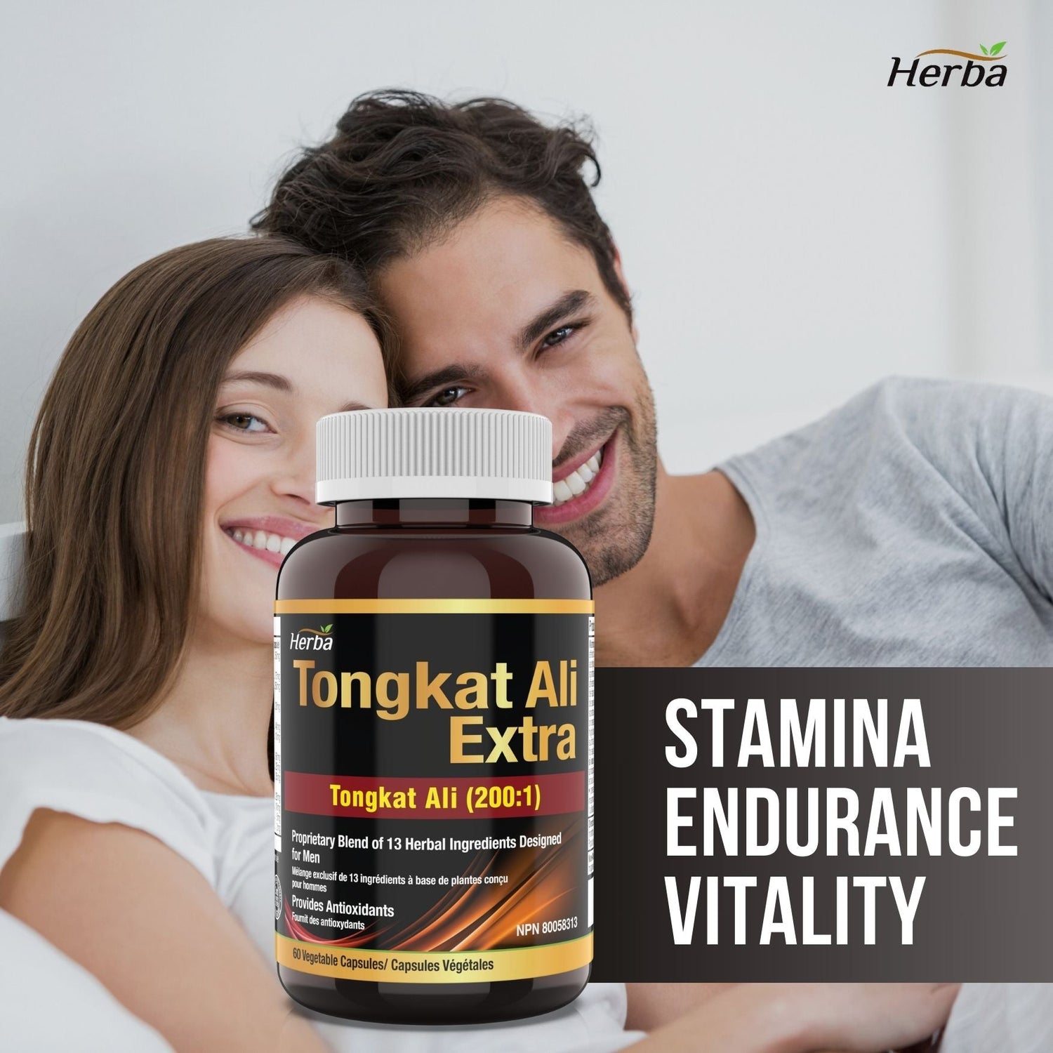 Tongkat Ali Supplement 200:1 - Made in Canada | 60 Capsules | Proprietary Blend including 10,000mg Equivalent of Tongkat Ali Extract - Herba